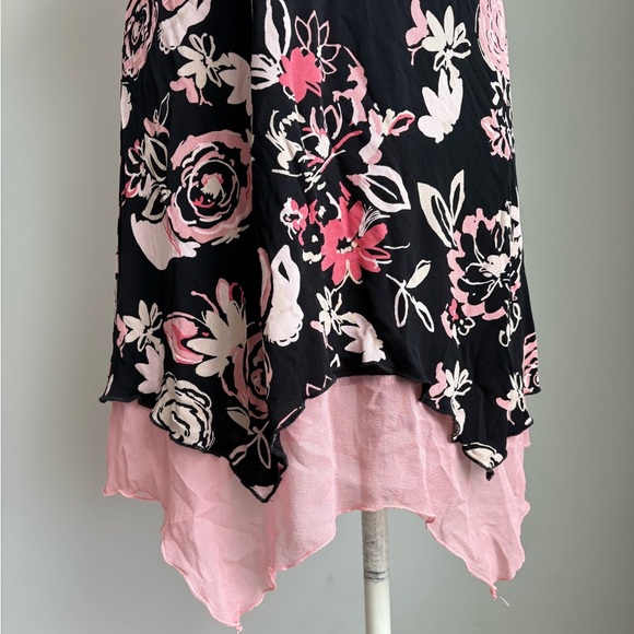 Bebe Black & Pink Floral Dress Y2K Size Medium - Picture 11 of 13